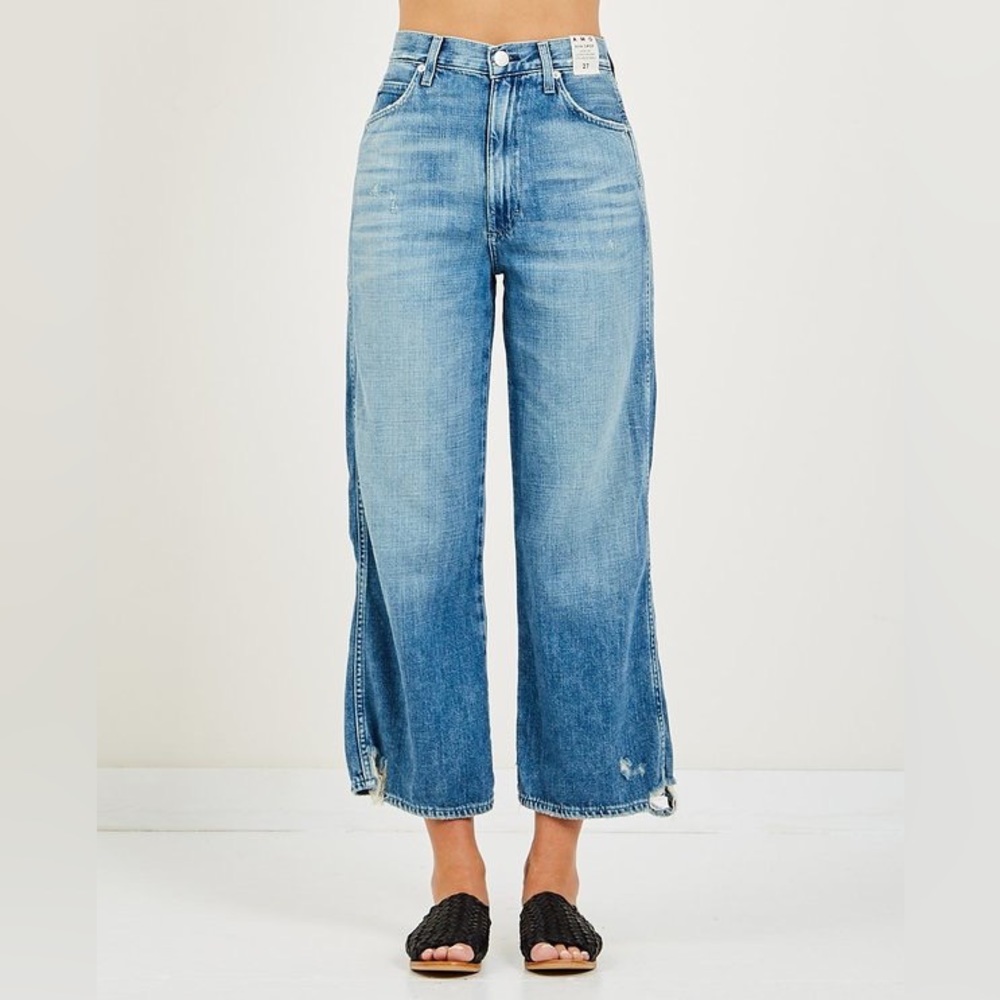 AMO DENIM Ava Crop High Rise Wide Leg Jean Adored Wash NWT